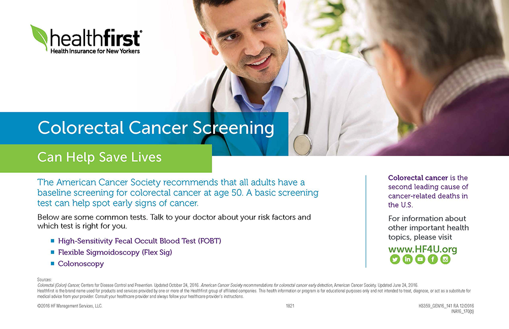 Healthfirst Colorectal Cancer Screening Poster